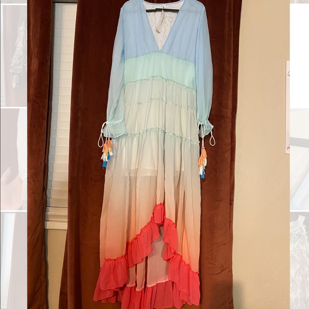 Chiffon Rainbow high low dress